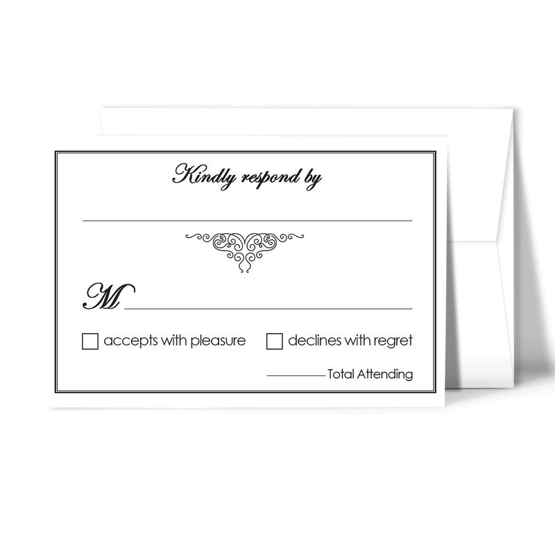 S Superfine Printing RSVP Wedding Return Cards size 4 x 6 With A6 Envelopes - 50 Per Pack - Image 1